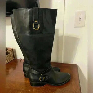 Lauren Ralph Lauren Women's Mesa Riding Boots, Black, US 8 leather